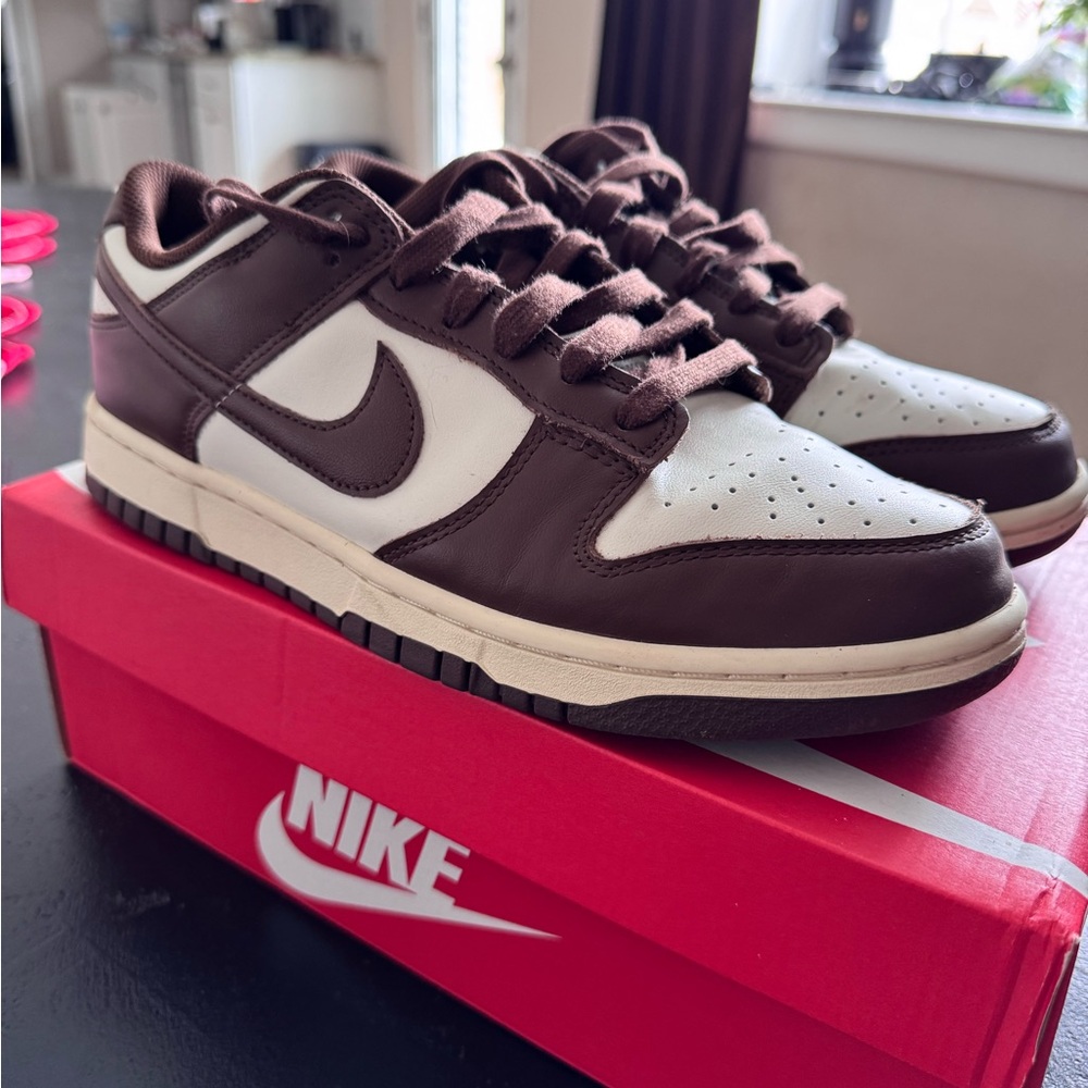 Nike Women’s Chocolate Brown and White Dunks